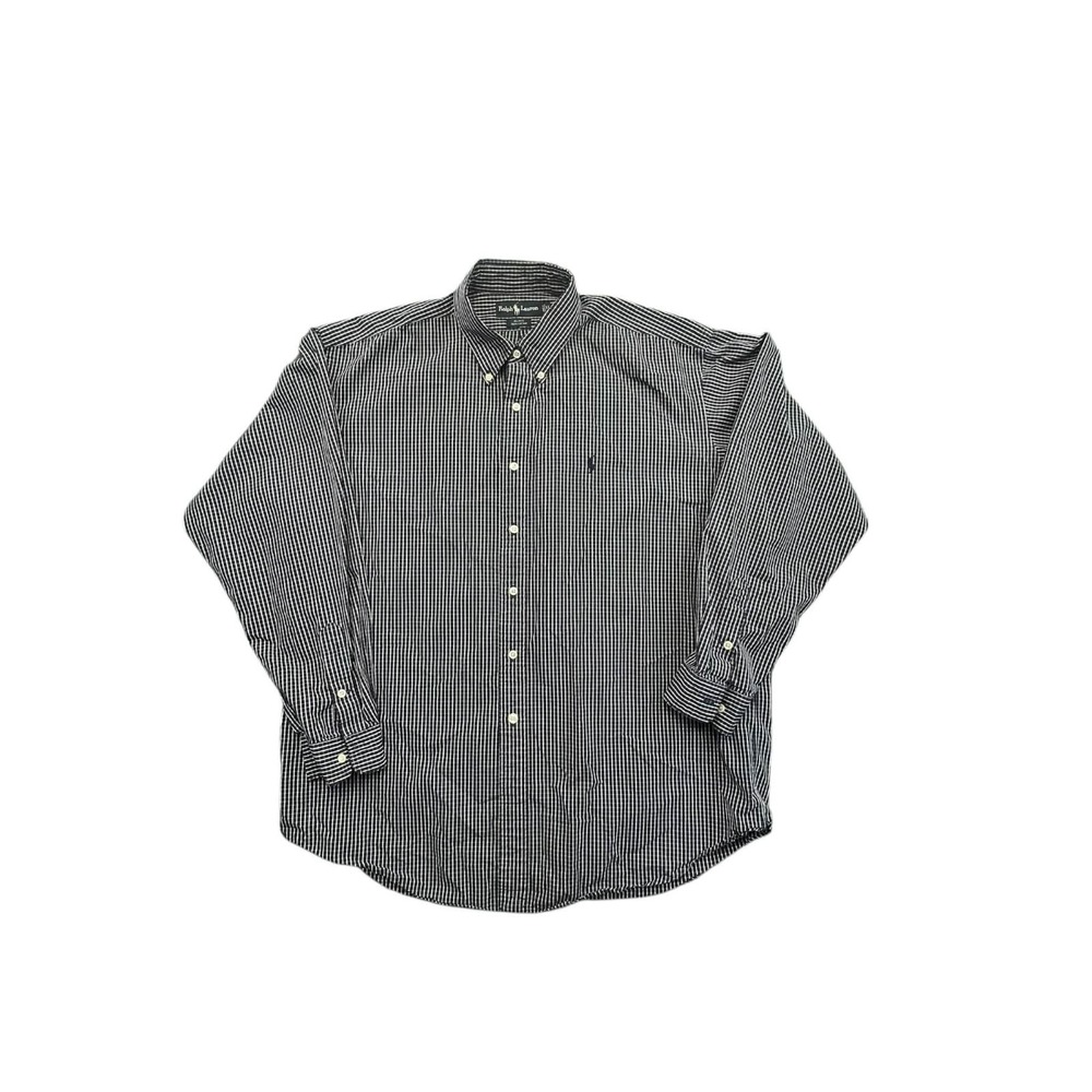 Ralph Lauren Blake Gingham Button Shirt Men's XL Navy White Long Sleeve Cotton